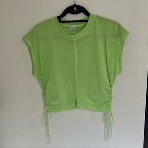 Green T-shirt with side drawstrings